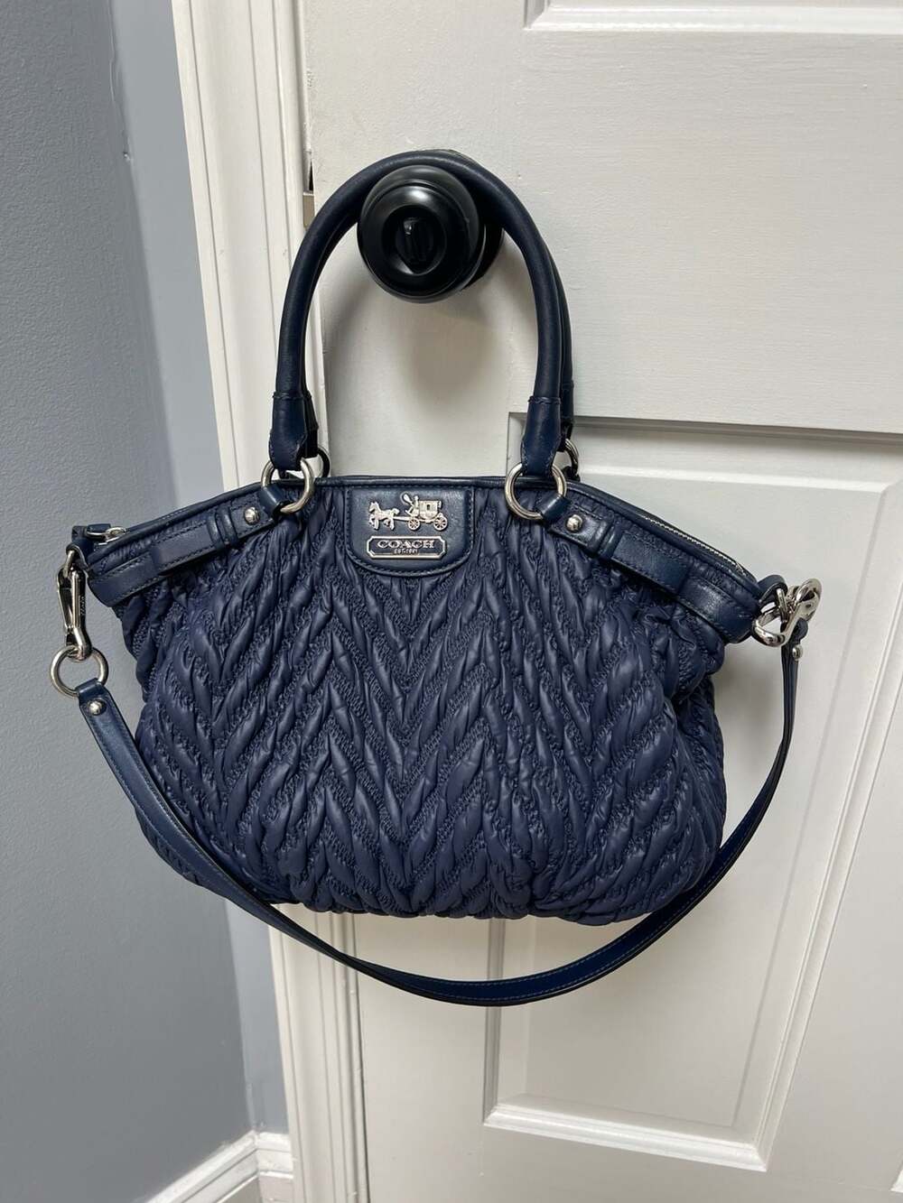Coach 70th Anniversary Quilted Blue Leather Handbag No. H1176-18637